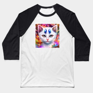 White Fantasy Cat Baseball T-Shirt